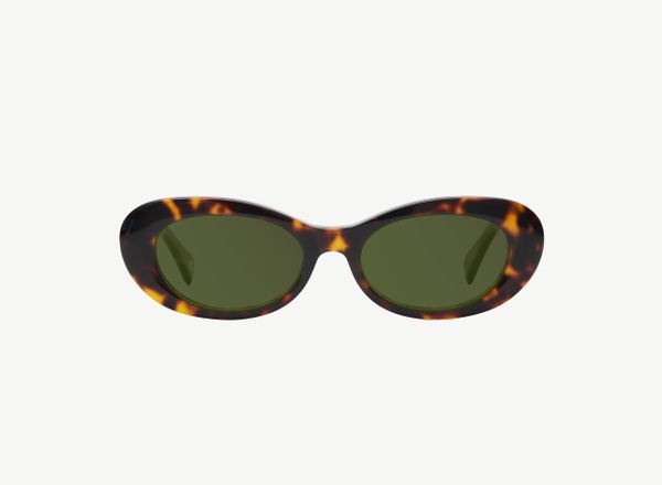 Front view of a pair of eyeglasses called the Oracle in Tortoise