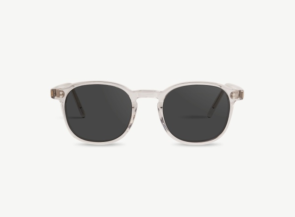 Front view of a pair of eyeglasses called the Idealist in Smoke