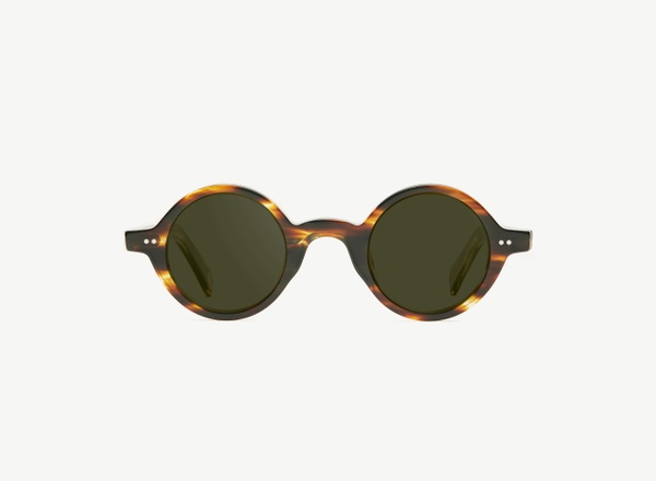 Front view of a pair of eyeglasses called the Poet in Tobacco