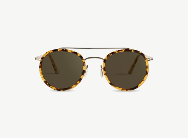 Front view of a pair of eyeglasses called the Player in Brandy