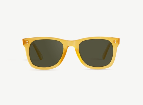 Front view of a pair of eyeglasses called the Mentor in Sunflower