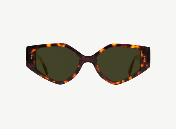 Front view of a pair of eyeglasses called the Violinist in Tortoise