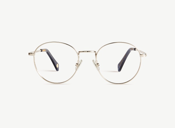Front view of a pair of eyeglasses called the Virtuoso in Silver